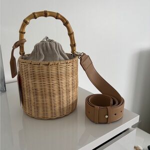 Ted Baker Elegant Tan Woven Basket Weave Bucket Bag Brand New with Tags